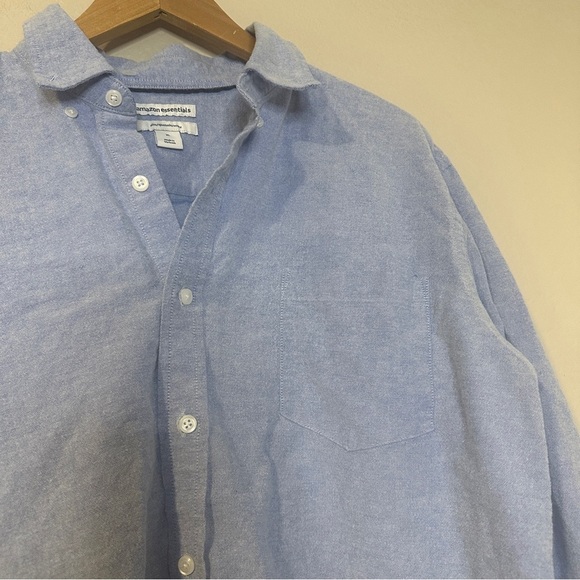 Slim Button Down Long Sleeve Shirt Blue Casual Work Career Cotton Collared XL - Picture 3 of 6